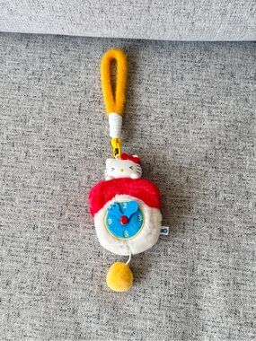 New Hello Kitty Red White Blue Plush Clock Toy Keychain